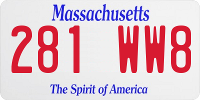 MA license plate 281WW8