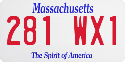 MA license plate 281WX1