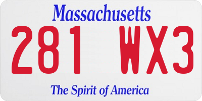 MA license plate 281WX3