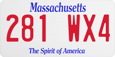 MA license plate 281WX4