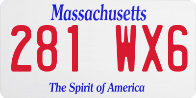 MA license plate 281WX6