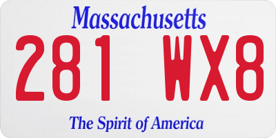 MA license plate 281WX8