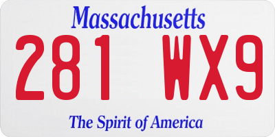 MA license plate 281WX9