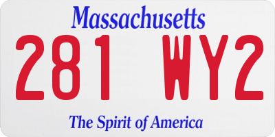 MA license plate 281WY2