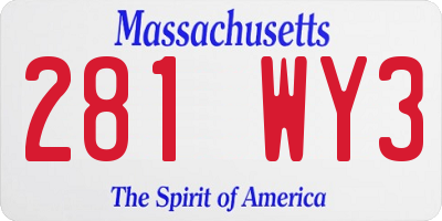 MA license plate 281WY3