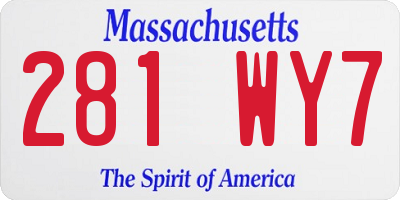 MA license plate 281WY7