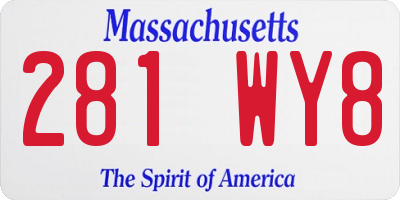 MA license plate 281WY8