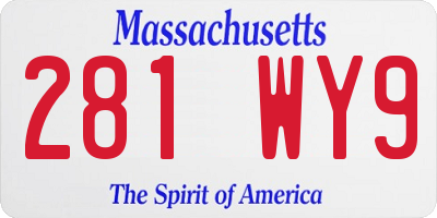 MA license plate 281WY9