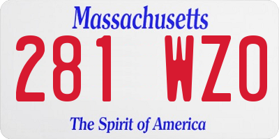 MA license plate 281WZ0