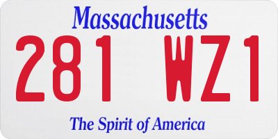 MA license plate 281WZ1