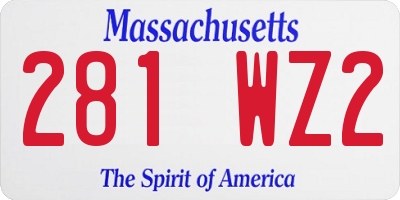 MA license plate 281WZ2