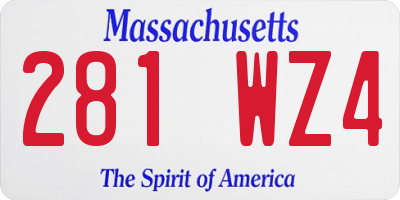 MA license plate 281WZ4