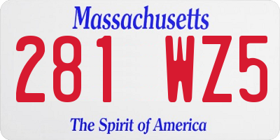 MA license plate 281WZ5