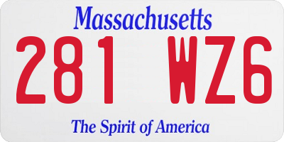 MA license plate 281WZ6