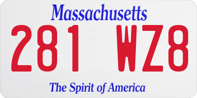 MA license plate 281WZ8