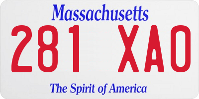 MA license plate 281XA0