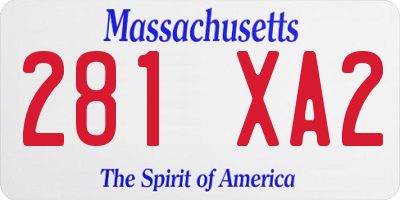 MA license plate 281XA2