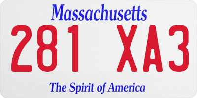 MA license plate 281XA3