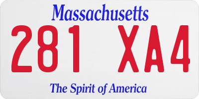 MA license plate 281XA4