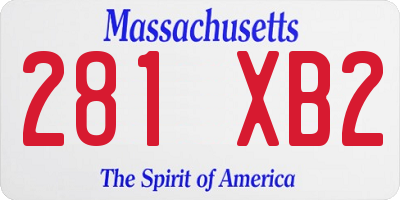 MA license plate 281XB2