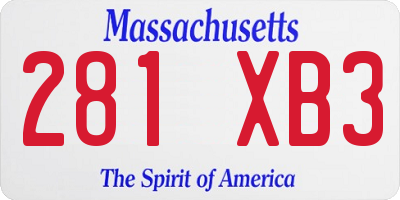 MA license plate 281XB3