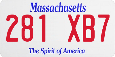 MA license plate 281XB7