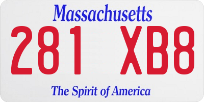 MA license plate 281XB8