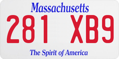 MA license plate 281XB9