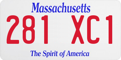 MA license plate 281XC1