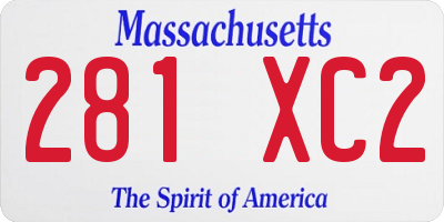 MA license plate 281XC2