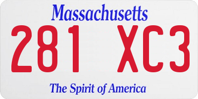 MA license plate 281XC3