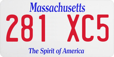 MA license plate 281XC5