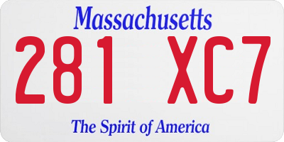 MA license plate 281XC7