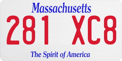 MA license plate 281XC8
