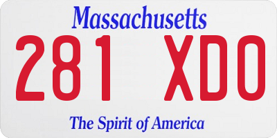 MA license plate 281XD0