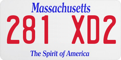 MA license plate 281XD2