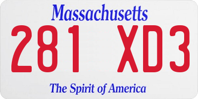 MA license plate 281XD3