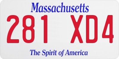 MA license plate 281XD4