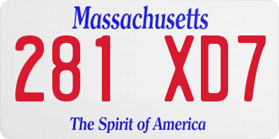MA license plate 281XD7