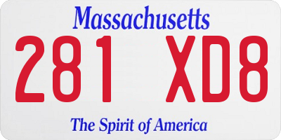 MA license plate 281XD8