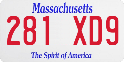 MA license plate 281XD9