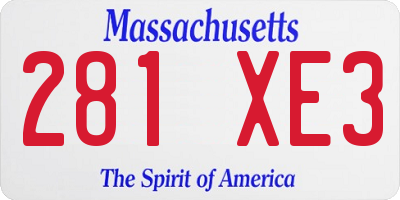 MA license plate 281XE3