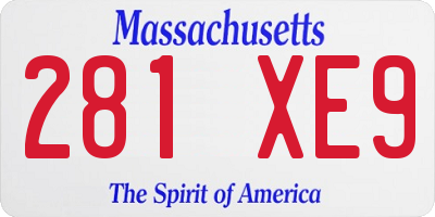 MA license plate 281XE9