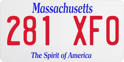 MA license plate 281XF0