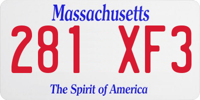 MA license plate 281XF3