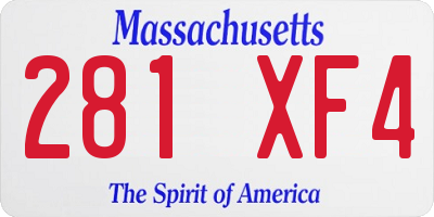 MA license plate 281XF4