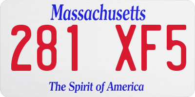 MA license plate 281XF5