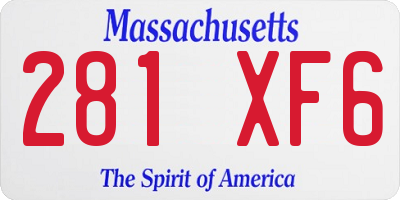 MA license plate 281XF6