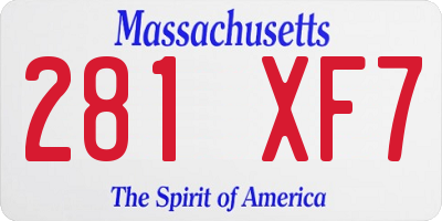 MA license plate 281XF7