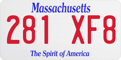 MA license plate 281XF8